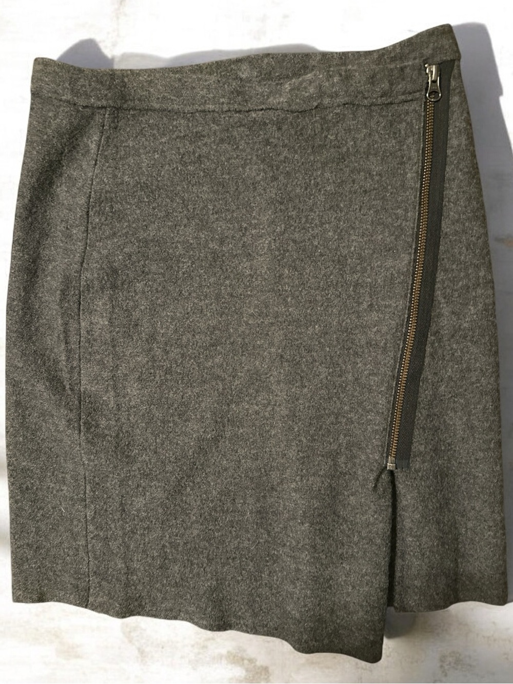 Sparrow Charcoal Pencil Skirt with Asymmetrical Zip